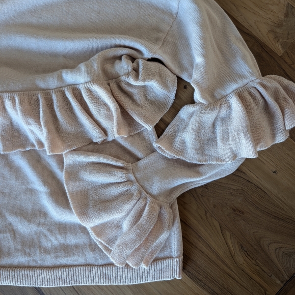 HP🎉 Cinq a Sept Phillipa Ruffle Sweater Silk Cashmere Oversized Ruffle Pink XS - Picture 8 of 12